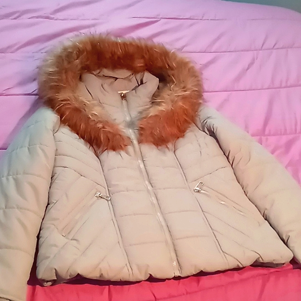 Marilyn & Me. Juniors' faux-fur-Hooded Puffer Coat, large